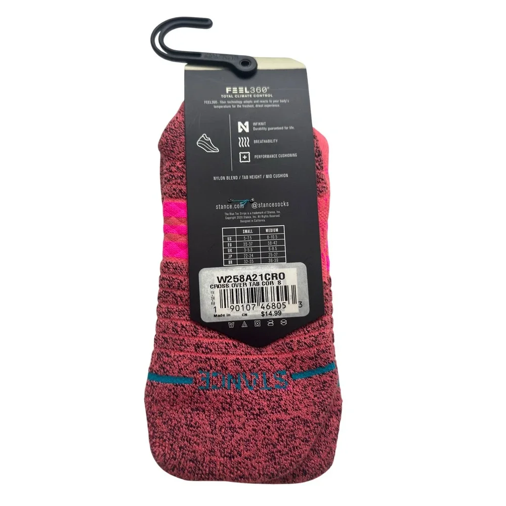 Stance Womens Performance Feel360 Infiknit Tab Socks Pink W258A21CRO Small new
